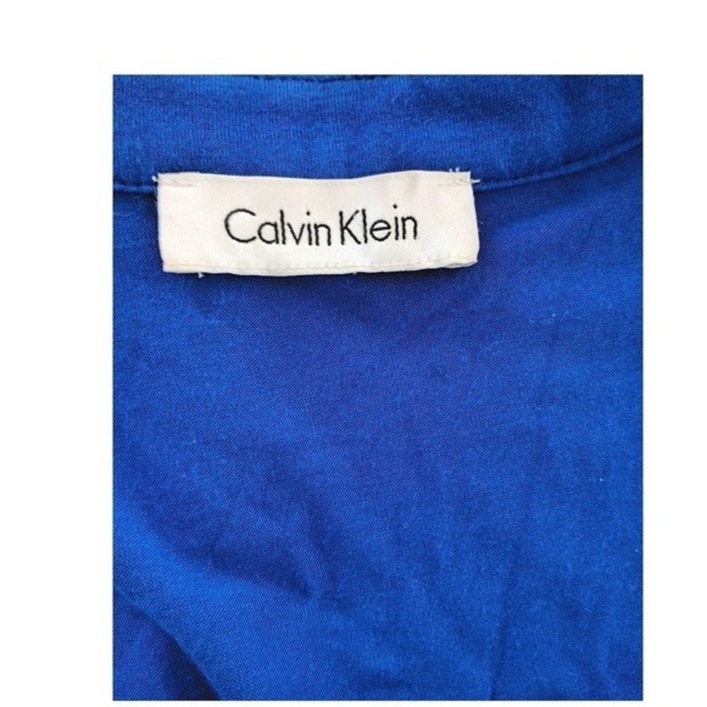 Calvin Klein Blue Zipper Pocket 3/4 Sleeve Tunic Top M Modern Professional - Picture 5 of 7